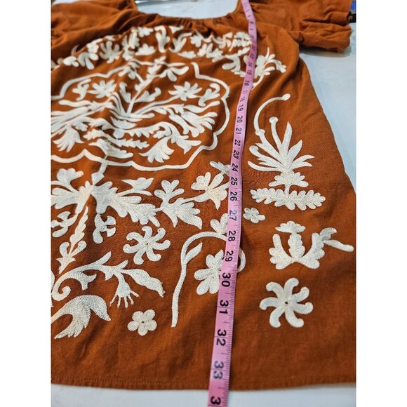 SOLD DO NOT BUY   Medium Embroidered Rust Boho Artsy Festival Folk - Picture 10 of 13